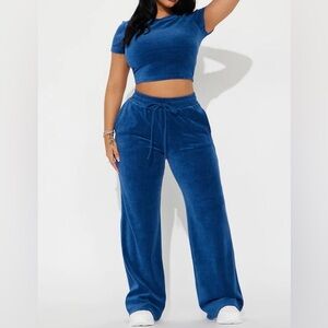 Blue Velour Set | Fashion Nova
